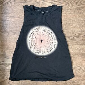 Spiritual Gangster Grey and White Graphic Muscle Tee Small